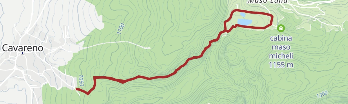 Route map: Lez "Dria al Foss" from Cavareno to the lakes of Ruffrè